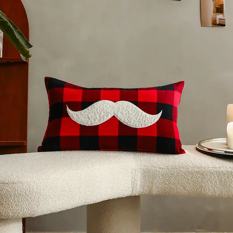 DecorBites™ Christmas Letter Embroidery Plaid Cushion Cover Set