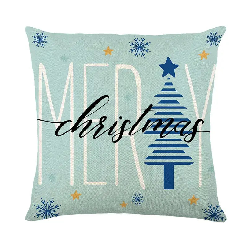 DecorBites™ Christmas Letter Print Linen Throw Pillow Cover for Holiday Home Decoration