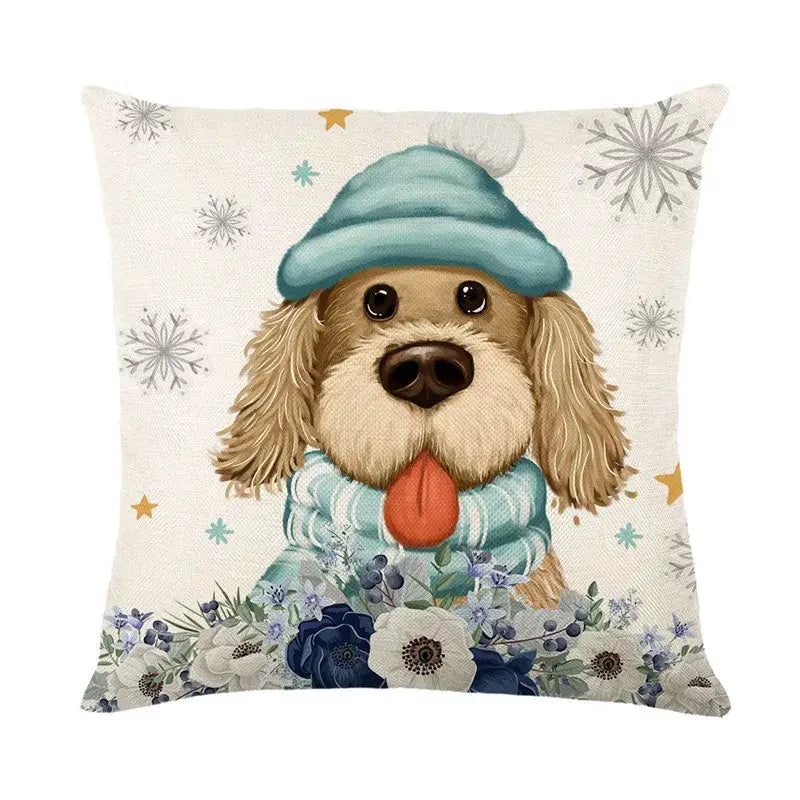 DecorBites™ Christmas Letter Print Linen Throw Pillow Cover for Holiday Home Decoration