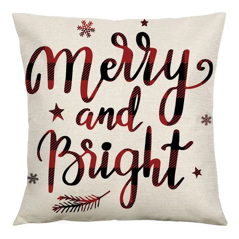 DecorBites™ Christmas Linen Cushion Cover 45x45cm Sofa Home Party Decor