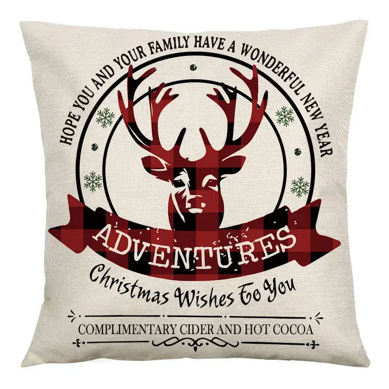 DecorBites™ Christmas Linen Cushion Cover 45x45cm Sofa Home Party Decor