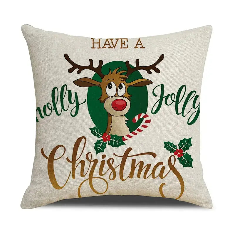 DecorBites™ Christmas Linen Cushion Cover for Festive Home Decor in Living Room