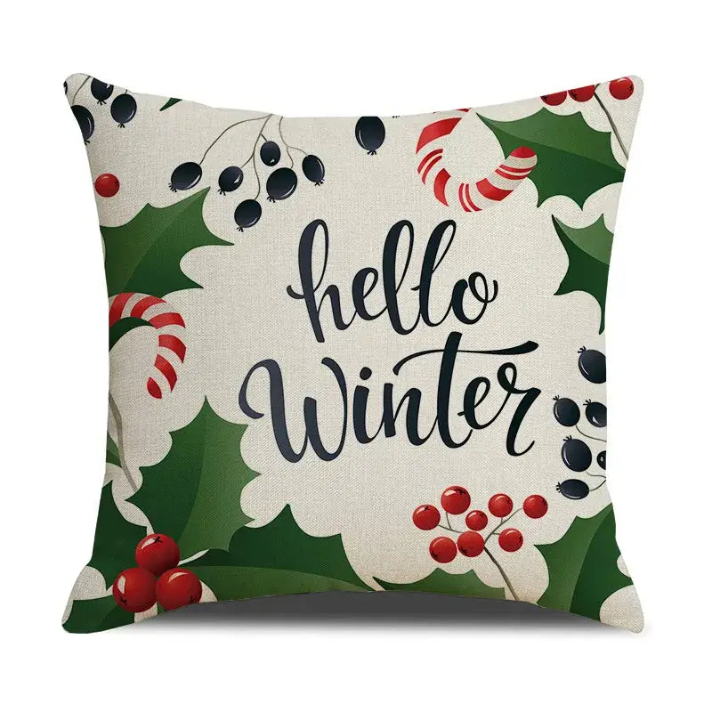 DecorBites™ Christmas Linen Cushion Cover for Festive Home Decor in Living Room