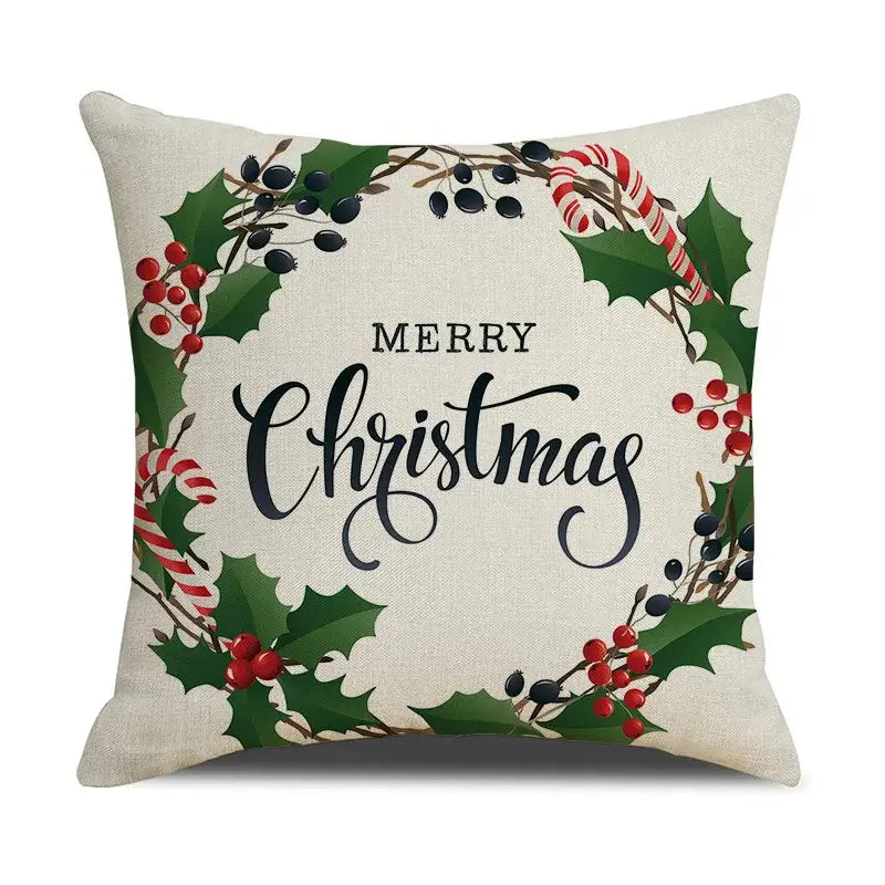DecorBites™ Christmas Linen Cushion Cover for Festive Home Decor in Living Room