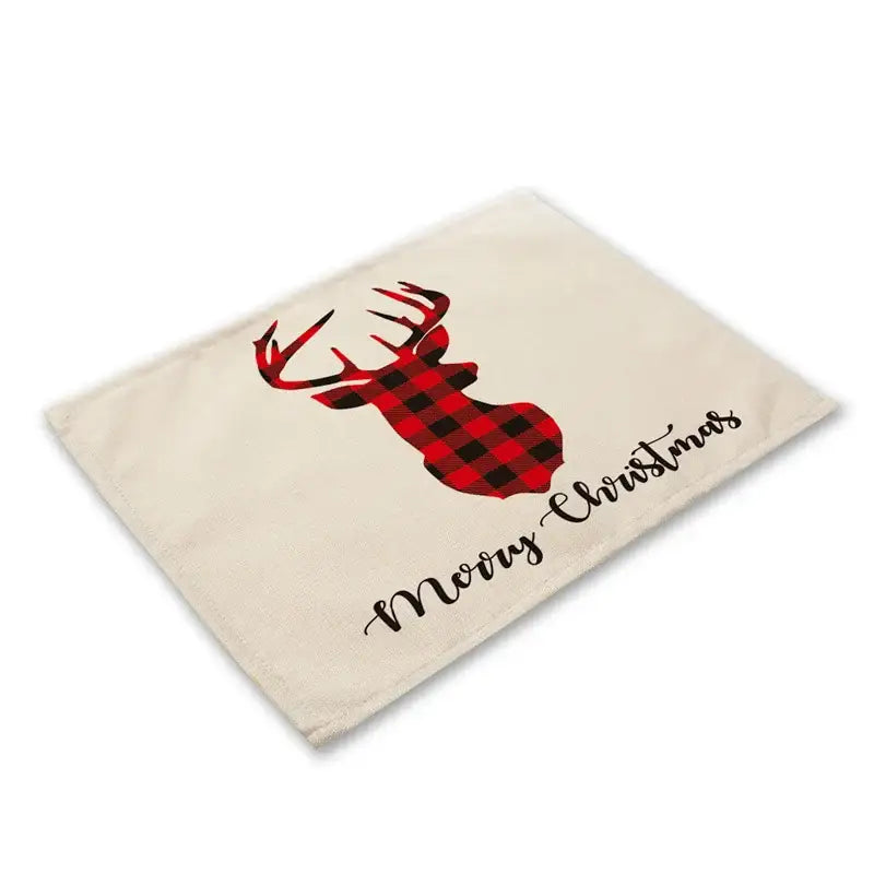 DecorBites™ Christmas Linen Dining Table Mats - Festive Home Decor with Santa Claus Print