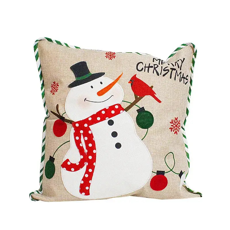 DecorBites™ Christmas Patchwork Embroidered Snowflake Pillow Covers 45x45 Red White Home Decor