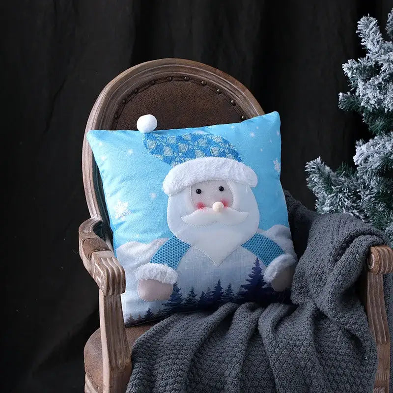 DecorBites™ Christmas Patchwork Embroidered Snowflake Pillow Covers 45x45 Red White Home Decor