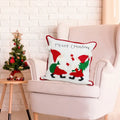 DecorBites™ Christmas Patchwork Embroidered Snowflake Pillow Covers 45x45 Red White Home Decor