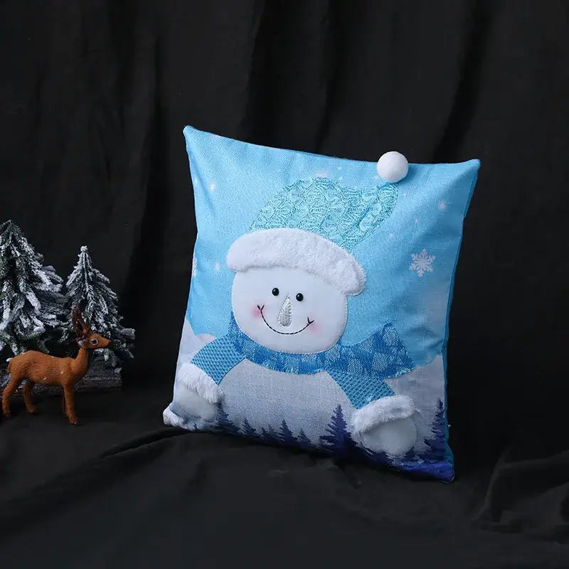 DecorBites™ Christmas Patchwork Embroidered Snowflake Pillow Covers 45x45 Red White Home Decor