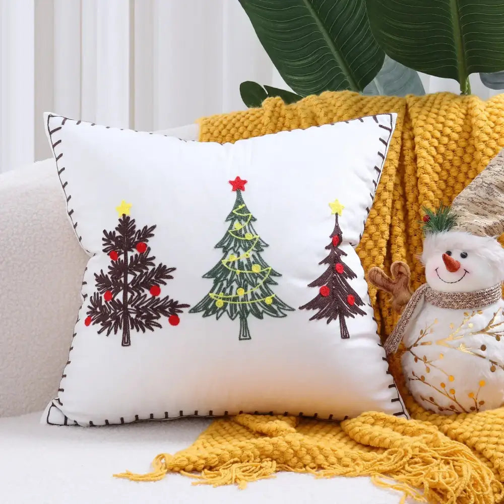 DecorBites™ Christmas Patchwork MerryChristmas Cushion Cover Embroidered Velvet Home Decor