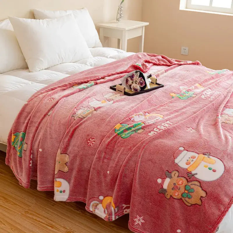DecorBites™ Christmas Pattern Printed Soft Blanket: Fine Fluffy Multi-Purpose Bed Sofa Cover