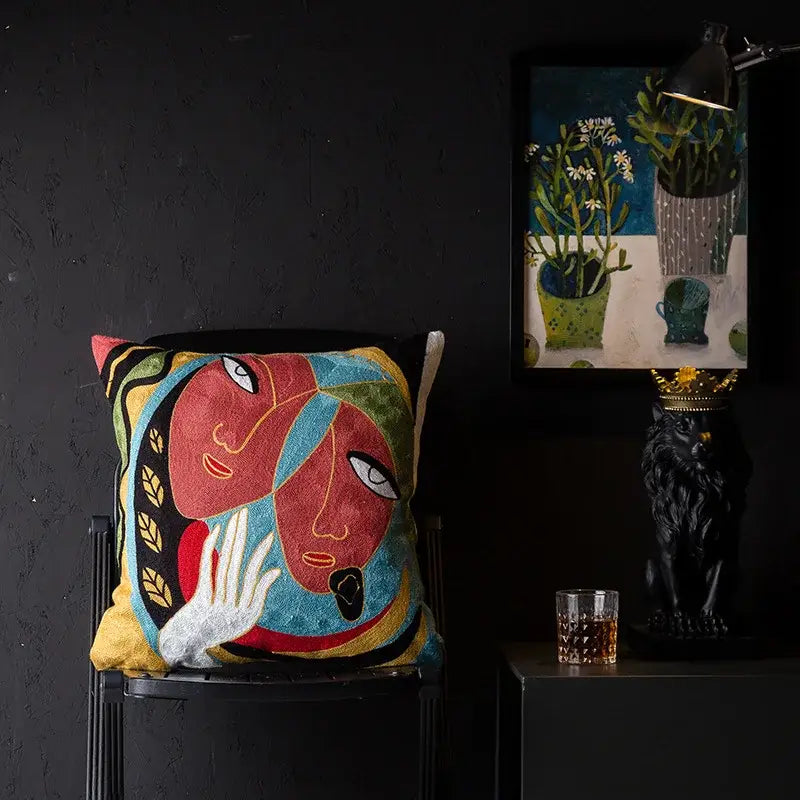 DecorBites™ Christmas Picasso Style Abstract Cushion Cover for Living Room Sofa and Bed