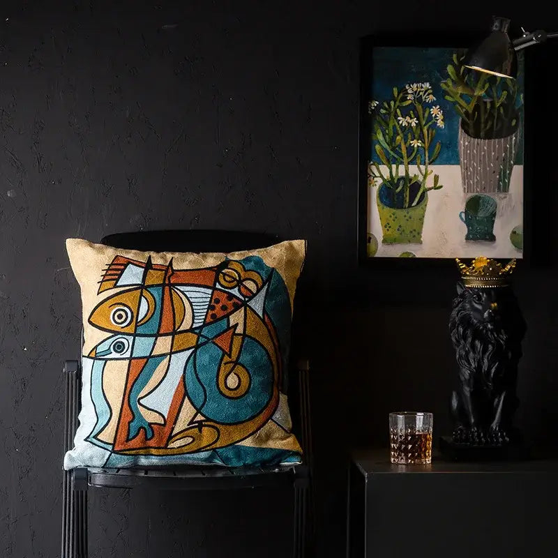 DecorBites™ Christmas Picasso Style Abstract Cushion Cover for Living Room Sofa and Bed