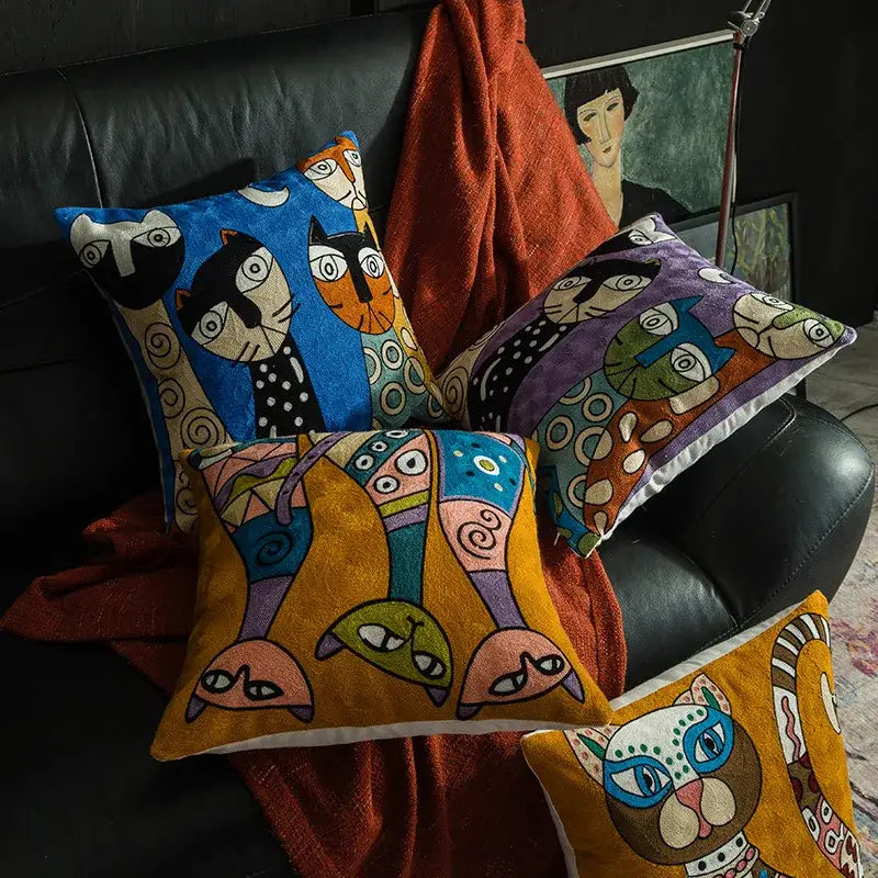 DecorBites™ Christmas Picasso Style Abstract Cushion Cover for Living Room Sofa and Bed
