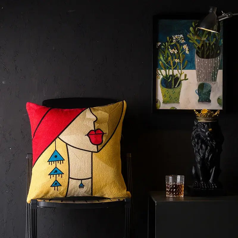 DecorBites™ Christmas Picasso Style Abstract Cushion Cover for Living Room Sofa and Bed