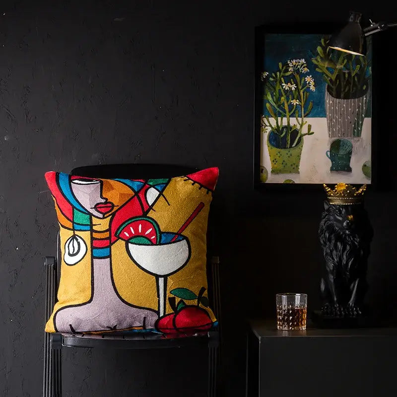 DecorBites™ Christmas Picasso Style Abstract Cushion Cover for Living Room Sofa and Bed