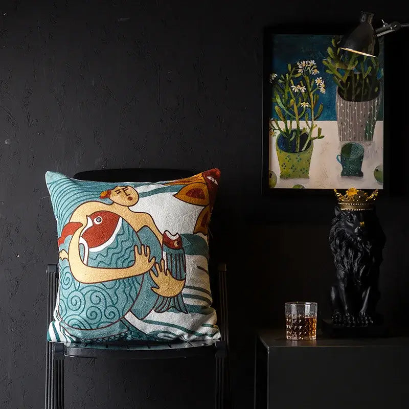 DecorBites™ Christmas Picasso Style Abstract Cushion Cover for Living Room Sofa and Bed