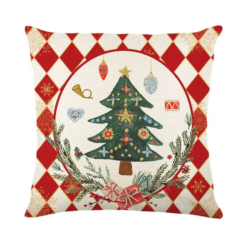 DecorBites™ Christmas Pillowcase Collection - Festive Sofa Decor with Christmas Tree, Elk, Snowman