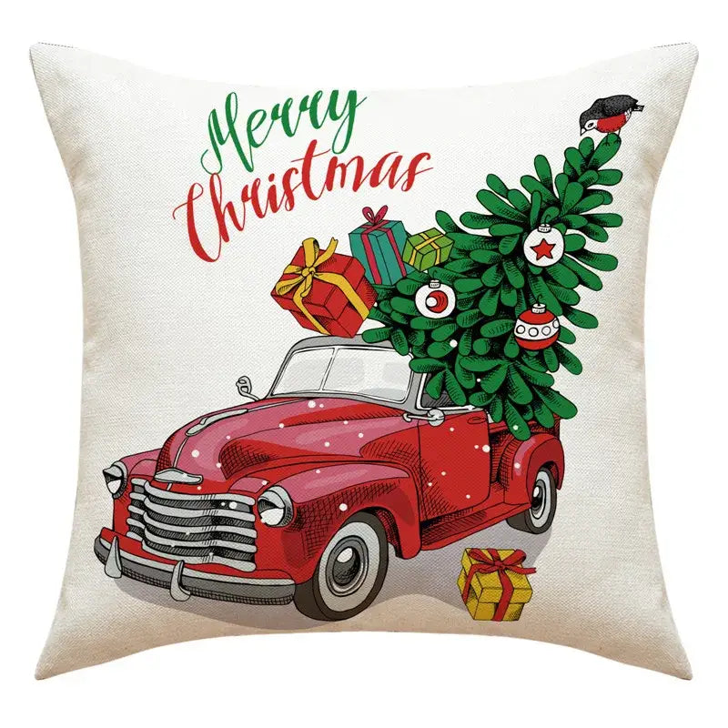 DecorBites™ Christmas Pillowcase: Santa Claus Snowman Print for Living Room Sofa Decor
