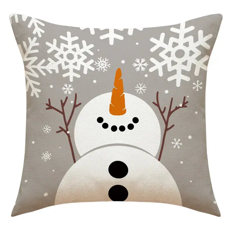 DecorBites™ Christmas Pillowcase: Santa Claus Snowman Print for Living Room Sofa Decor