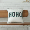 DecorBites™ Christmas Plaid Cotton Cushion Cover with Letter Snowflake Embroidery