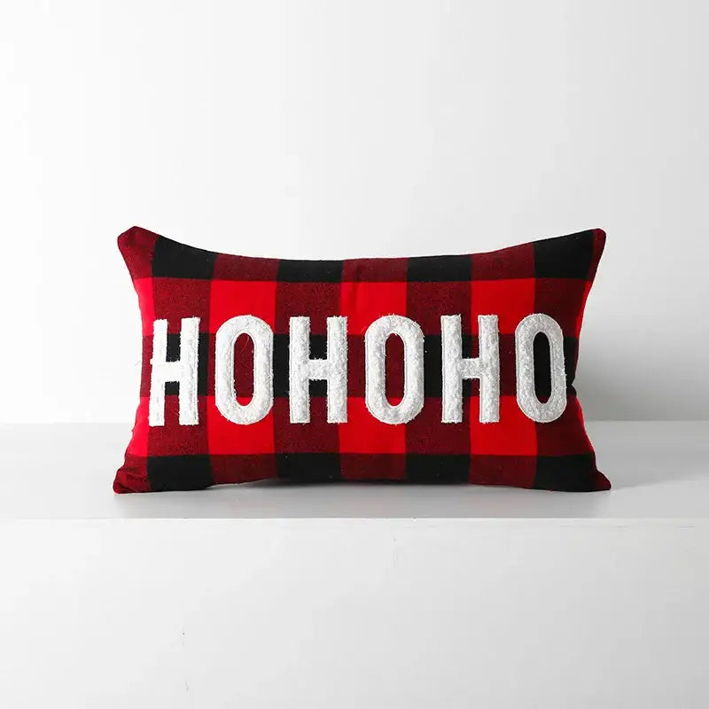 غطاء وسادة DecorBites™ Christmas Plaid بمربعات حمراء وسوداء للمنزل والأريكة والسرير