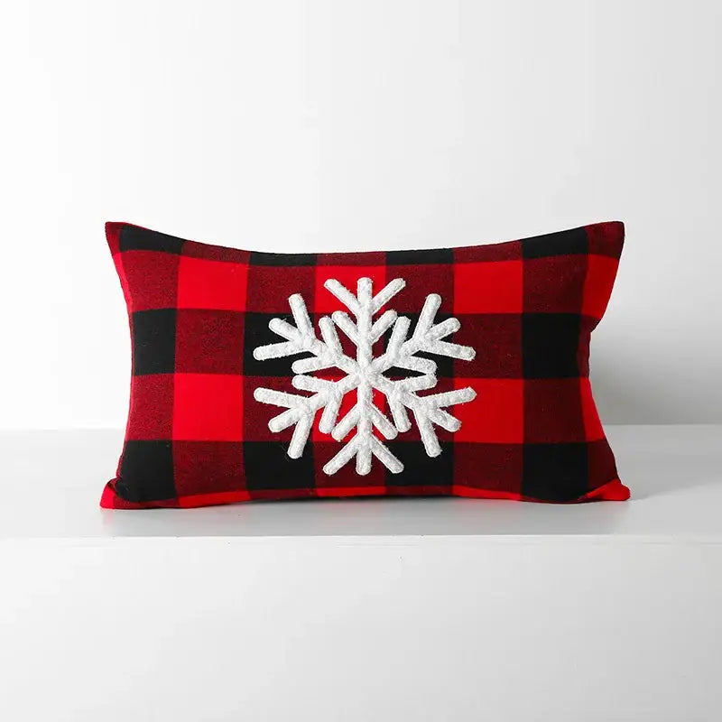 غطاء وسادة DecorBites™ Christmas Plaid بمربعات حمراء وسوداء للمنزل والأريكة والسرير