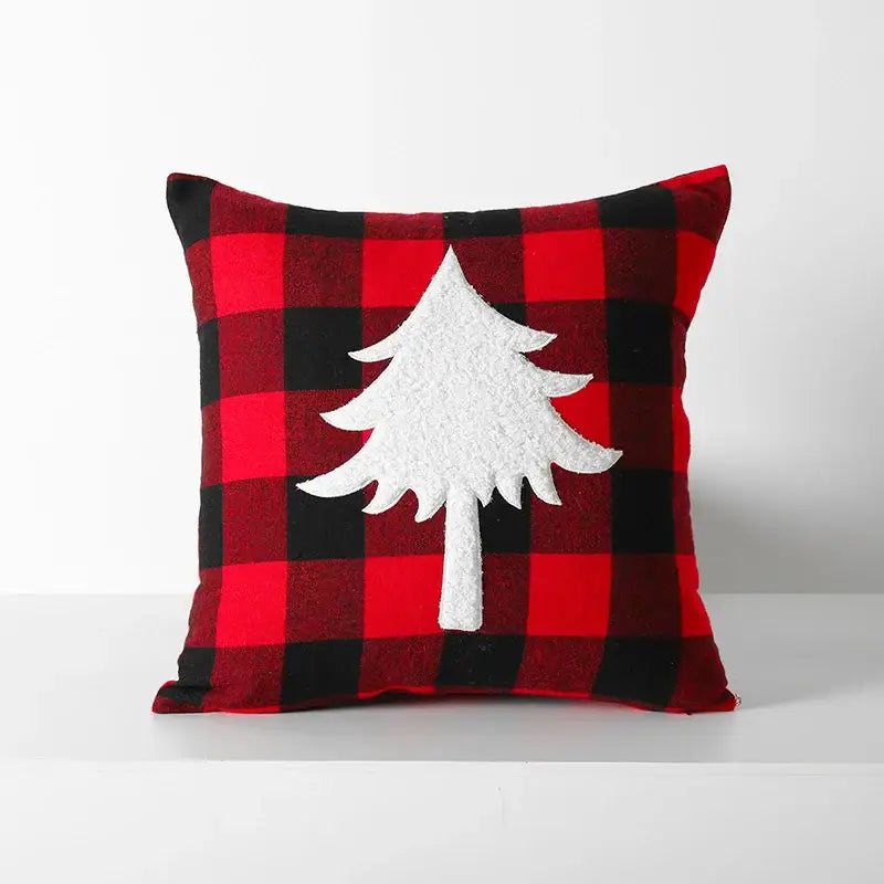 غطاء وسادة DecorBites™ Christmas Plaid بمربعات حمراء وسوداء للمنزل والأريكة والسرير