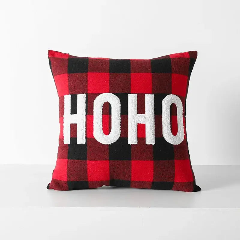 غطاء وسادة DecorBites™ Christmas Plaid بمربعات حمراء وسوداء للمنزل والأريكة والسرير