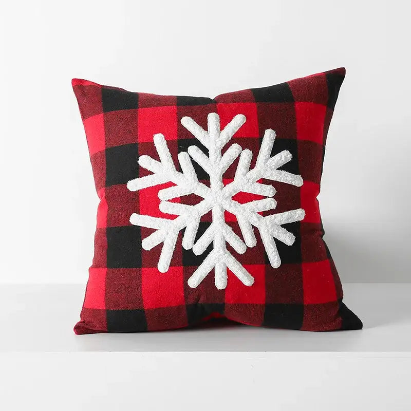 غطاء وسادة DecorBites™ Christmas Plaid بمربعات حمراء وسوداء للمنزل والأريكة والسرير