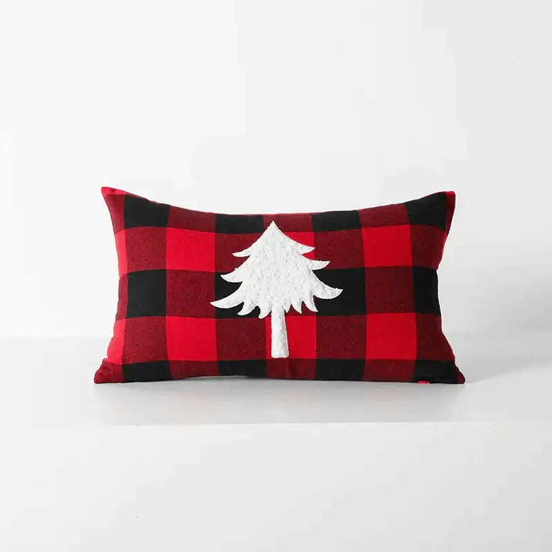 غطاء وسادة DecorBites™ Christmas Plaid بمربعات حمراء وسوداء للمنزل والأريكة والسرير