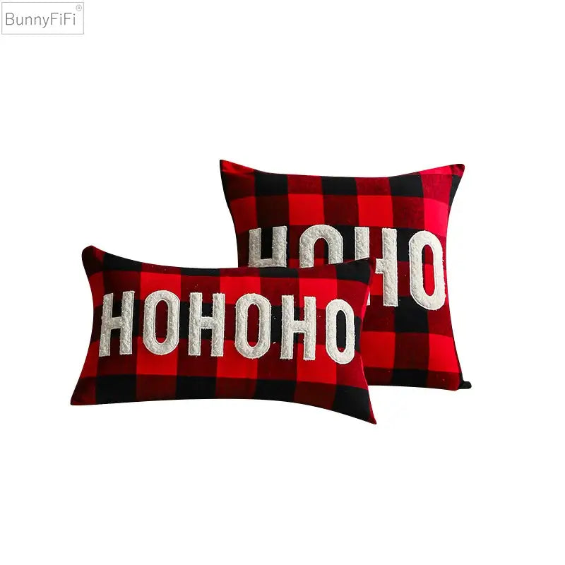 غطاء وسادة DecorBites™ Christmas Plaid بمربعات حمراء وسوداء للمنزل والأريكة والسرير