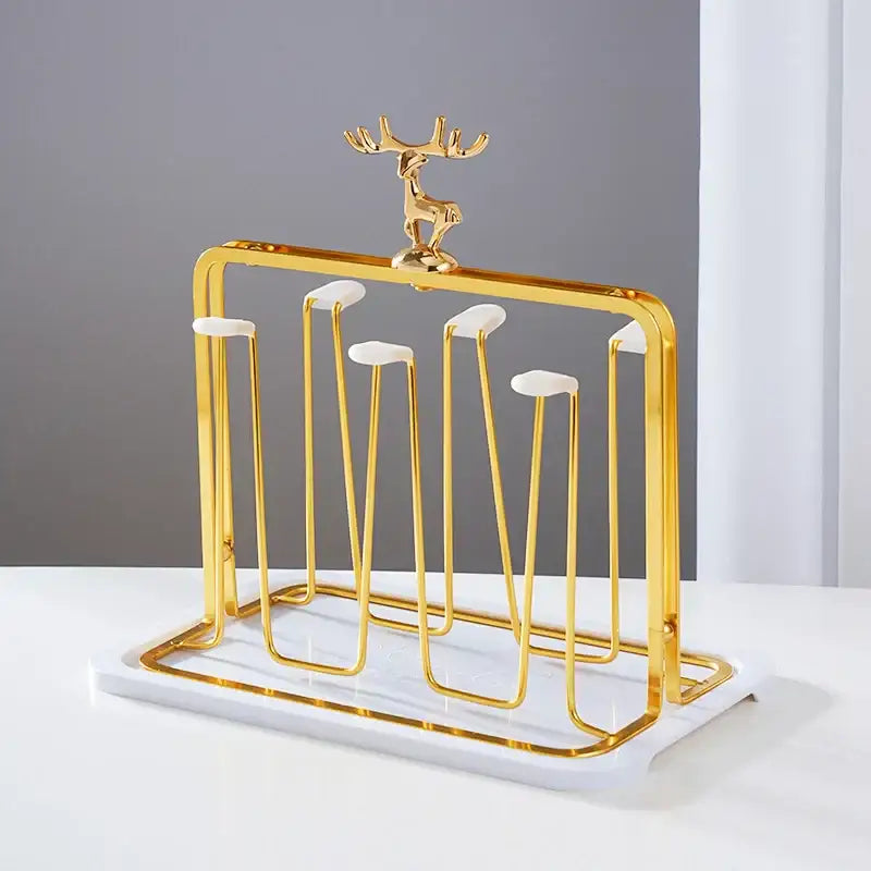DecorBites™ Christmas Reindeer Cups Holder Set for Drying, Decorated with Transparent Glacier Water Glass