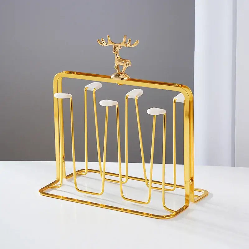 DecorBites™ Christmas Reindeer Cups Holder Set for Drying, Decorated with Transparent Glacier Water Glass