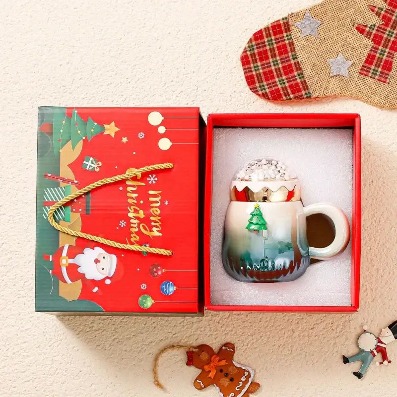 DecorBites™ Christmas Santa Ceramic Mug with Lid - Festive Holiday Gift for Home & Office