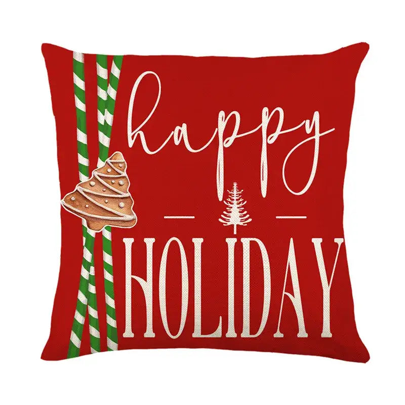 غطاء وسادة DecorBites™ الكريسماس من الكتان بتصميم سانتا كلوز - غطاء وسادة للأريكة، غطاء وسادة مزخرف لغرفة المعيشة