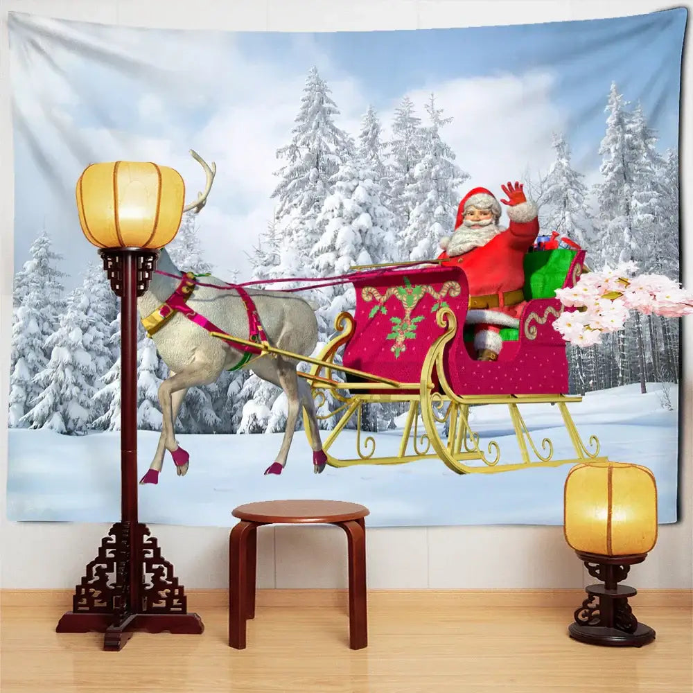 DecorBites™ Christmas Santa Claus Tapestry: Holiday Decor Big Blanket Wall Hanging & Gift