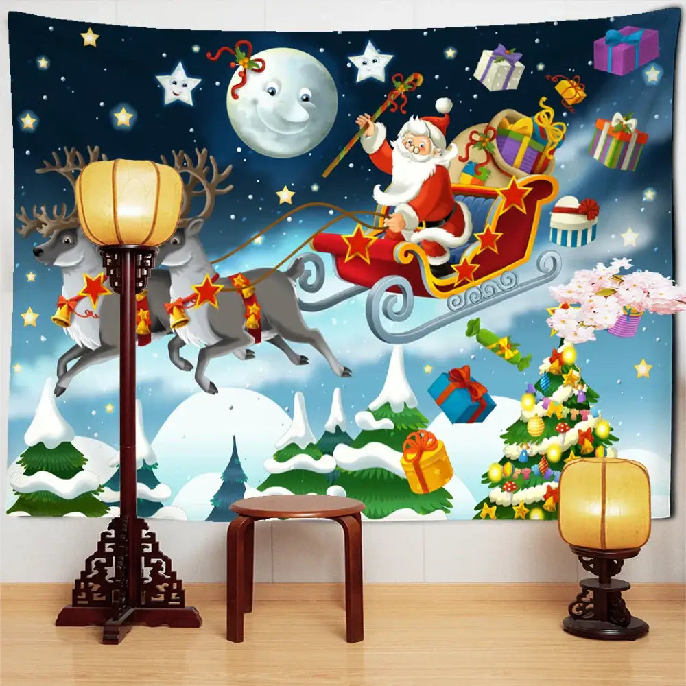 DecorBites™ Christmas Santa Claus Tapestry: Holiday Decor Big Blanket Wall Hanging & Gift