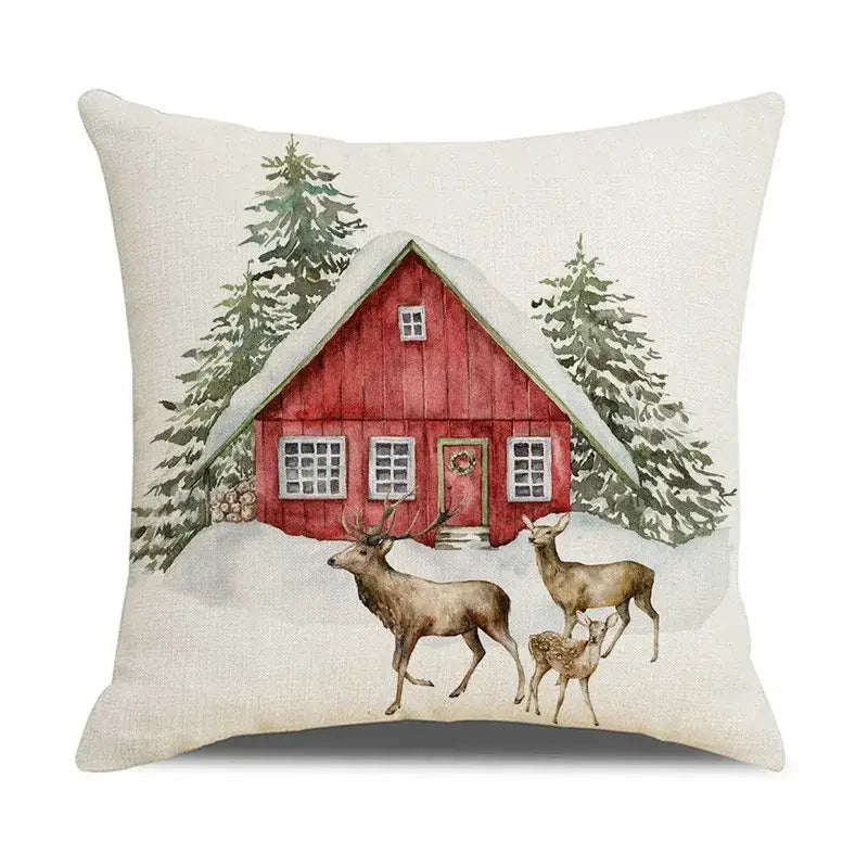 DecorBites™ Christmas Snow Elk Pillow Cover for Festive Home Decor