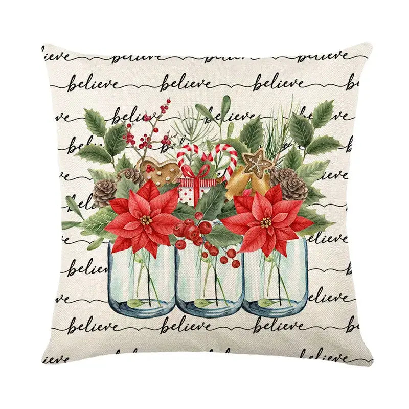 DecorBites™ Christmas Snow Elk Pillow Cover for Festive Home Decor