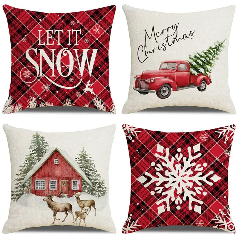 DecorBites™ Christmas Snow Elk Pillow Cover for Festive Home Decor