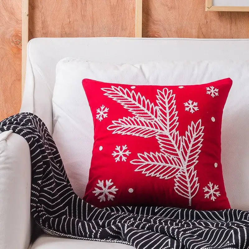 DecorBites™ Christmas Snowflake Elk Embroidered Pillowcases - Festive Decorative Cushion Cover