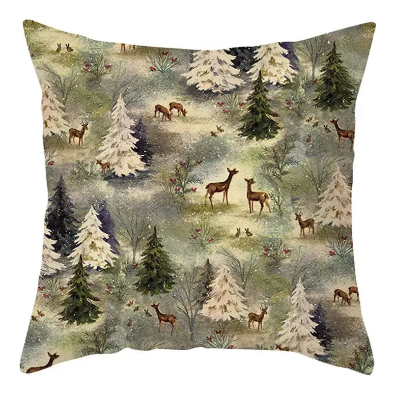 DecorBites™ Christmas Soft Plush Cushion Cover Cute Rabbit Deer Pillowcase 45x45cm