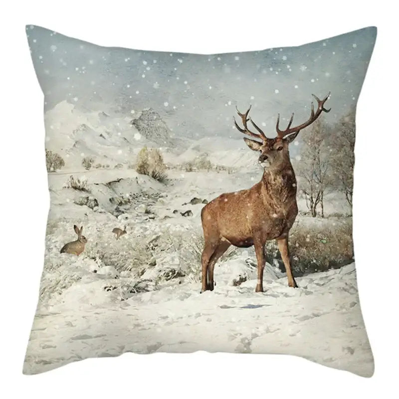DecorBites™ Christmas Soft Plush Cushion Cover Cute Rabbit Deer Pillowcase 45x45cm
