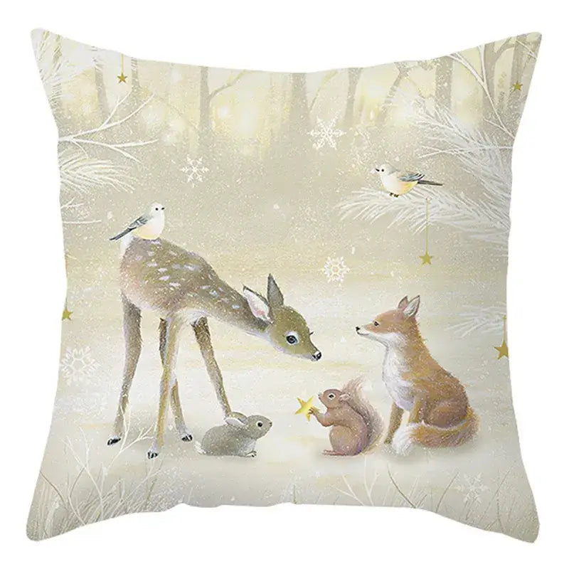 DecorBites™ Christmas Soft Plush Cushion Cover Cute Rabbit Deer Pillowcase 45x45cm