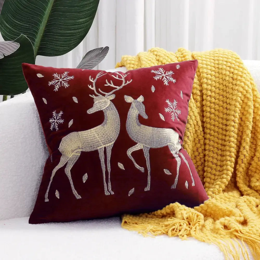DecorBites™ Christmas Tree Embroidered Cushion Cover - Festive Decor Pillow Cover