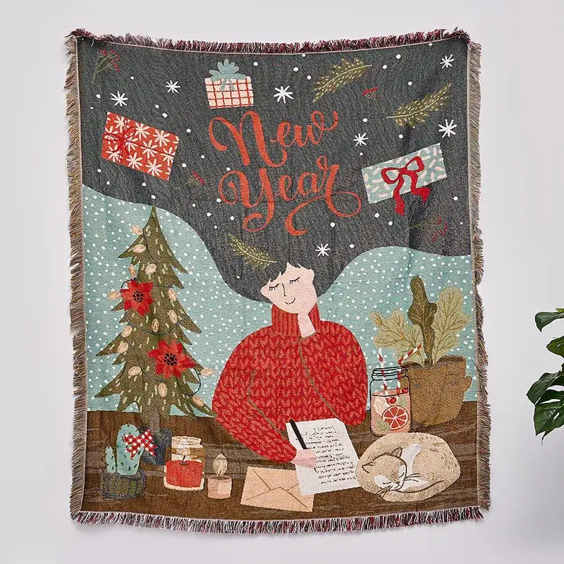 DecorBites™ Christmas Tree Knitted Throw Blanket