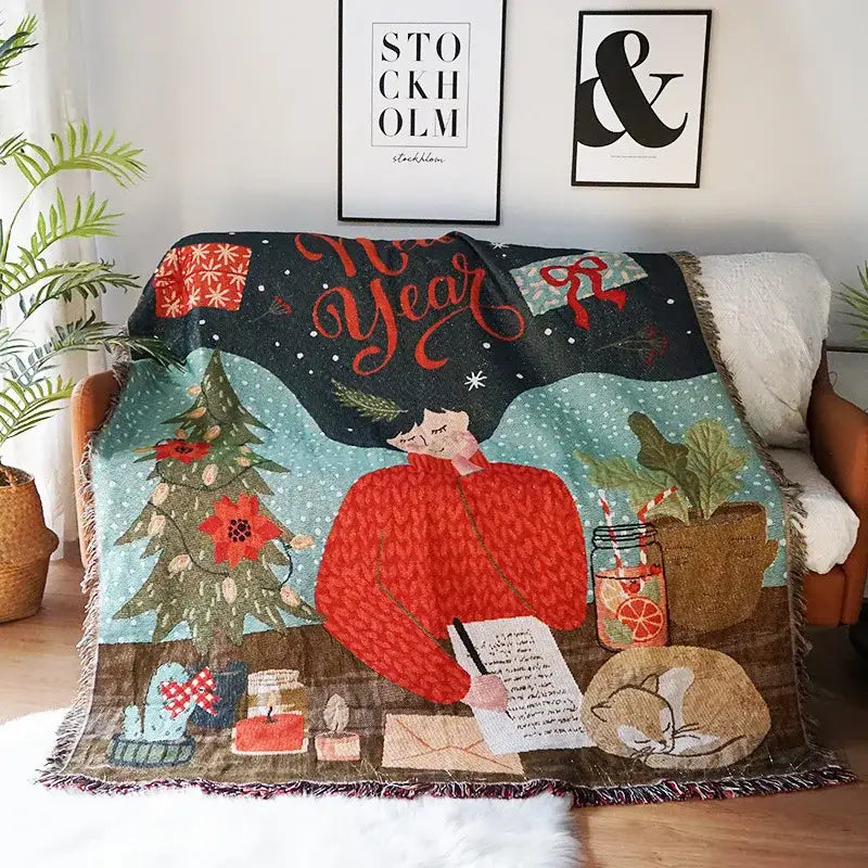 DecorBites™ Christmas Tree Knitted Throw Blanket