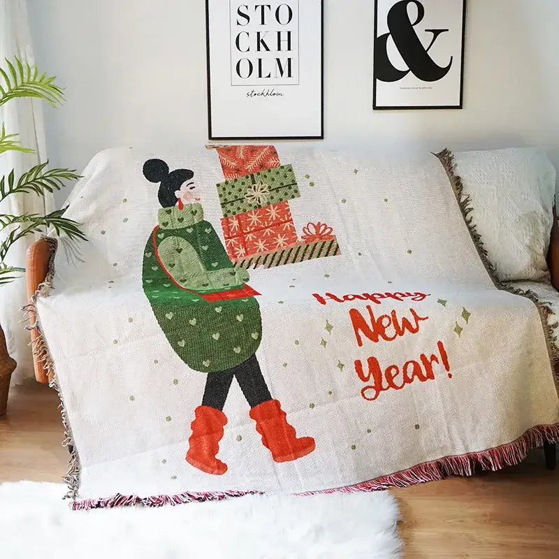DecorBites™ Christmas Tree Knitted Throw Blanket