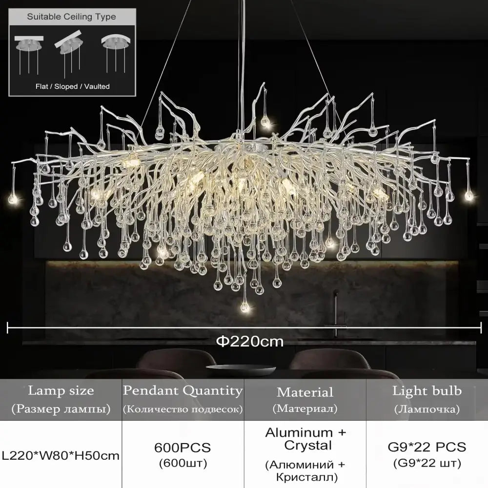 DecorBites™ Chrome Rectangular Crystal Chandelier Light Fixture
